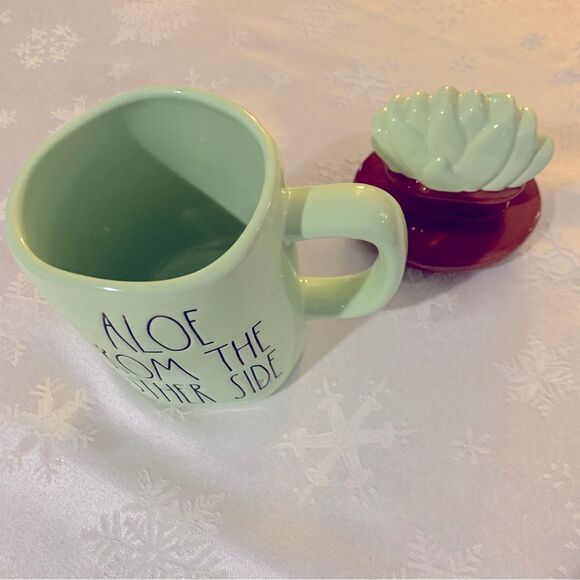 Rae Dunn Coffee Cup Tea Mug with Lid Aloe From the Other Side Excellent no chips - Picture 3 of 5